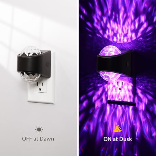 Galaxy star projector night light with dusk-to-dawn sensor, RGB