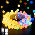 Color-changing globe string light, plug-in, warm white and multicolor