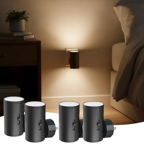 Dimmable LED plug-in night light 4-pack with dusk to dawn sensor