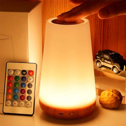 Dimmable touch table lamp with 13 RGB colors and 5 brightness levels