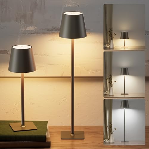 Cordless rechargeable table lamp 2-pack, adjustable height