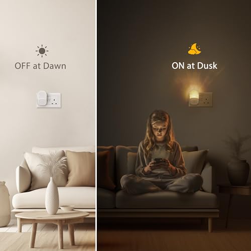 8-color RGB plug-in night light with dusk-to-dawn sensor, 4-pack