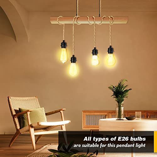 Hemp rope pendant light cord kit, 2-pack, farmhouse decor