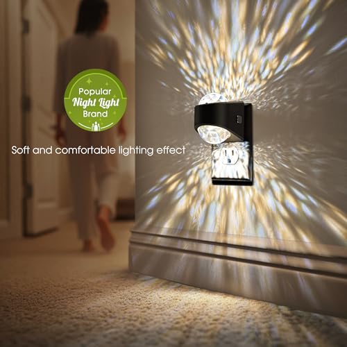 Color-changing plug-in night light with star projector and sensor