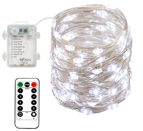 4-pack cool white battery fairy string lights with remote and timer
