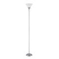 72-inch silver standing floor lamp with rotary switch and white plastic shade