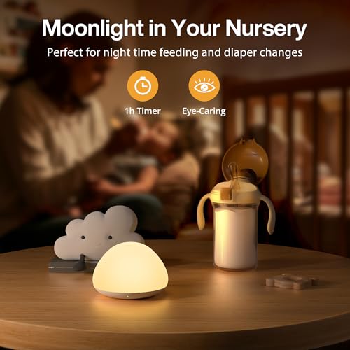 Rechargeable silicone baby night light with tap control and timer