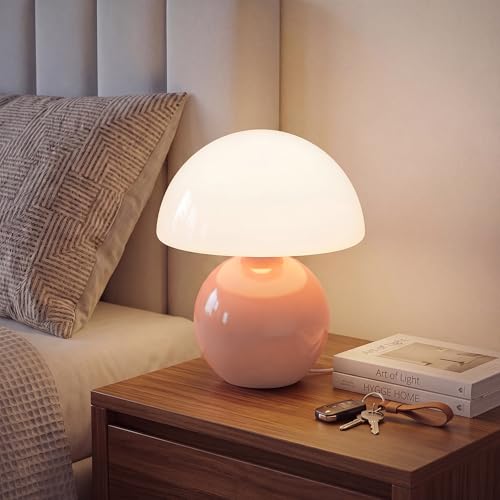 Mini mushroom table lamp for bedroom, mid-century accent