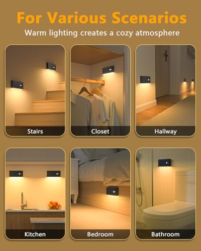 Rechargeable motion sensor night light 8-pack for stairs and hallways