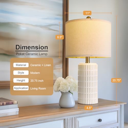 Set of 2 farmhouse ceramic table lamps for bedside and decor