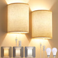 Plug-in linen wall sconce set of 2 for home decor