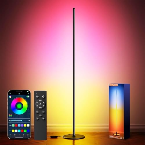 Smart RGBIC corner floor lamp with music mode, timer and app remote control