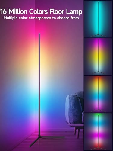 RGB Corner Floor Lamp with Music Sync, App & Remote Control, 16 Million Colors