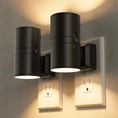 Dimmable plug-in night light, dusk-to-dawn sensor, 3000K, 2-pack