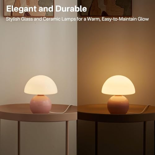 Mini mushroom table lamp for bedroom, mid-century accent