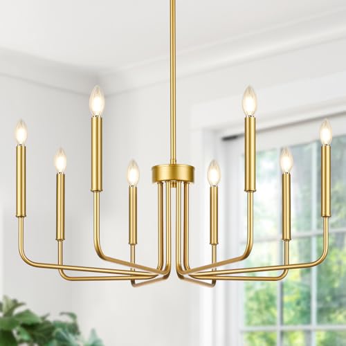 8-light gold industrial farmhouse chandelier for dining room decor