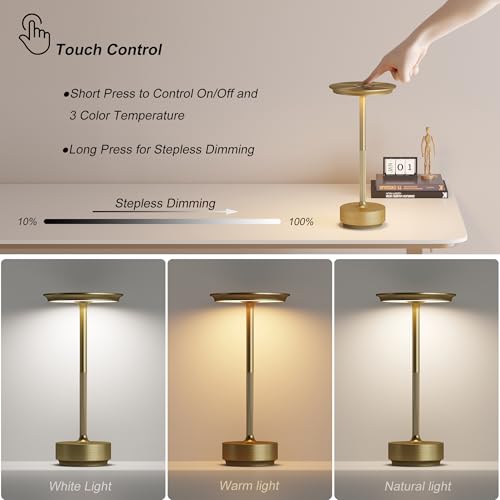 2-pack rechargeable cordless table lamps with dimming memory
