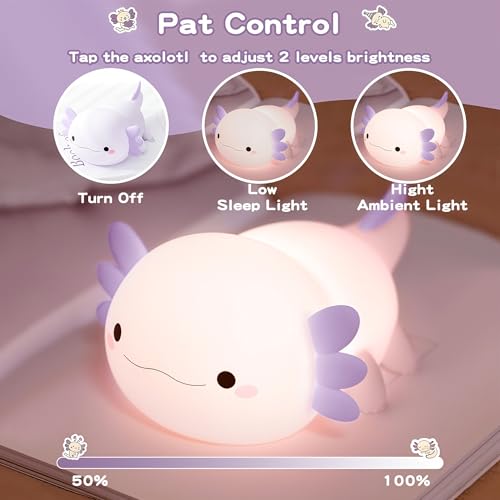 Silicone axolotl night light with soft-touch design for kids