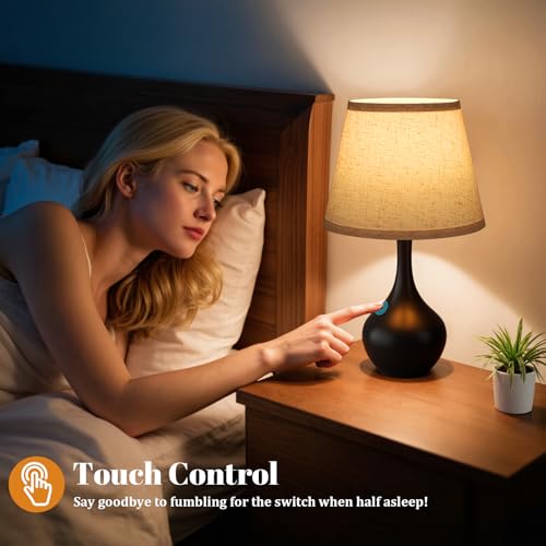 Touch-control table lamp with 3-way dimming for nightstands