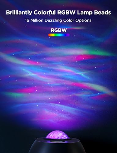 Smart aurora star projector night light with 52 scenes, white noise