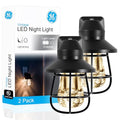 Vintage-style plug-in LED night light with dusk-to-dawn sensor, 2-pack