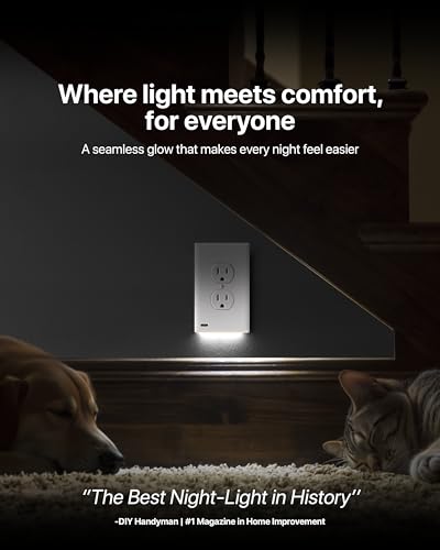 Outlet wall plate night light with auto on/off light sensor for duplex receptacles