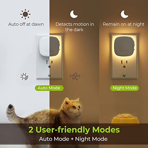 Plug-in LED night light 4-pack with motion and dusk to dawn sensor