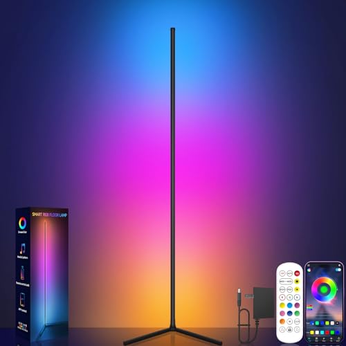 RGB Corner Floor Lamp with Music Sync, App & Remote Control, 16 Million Colors