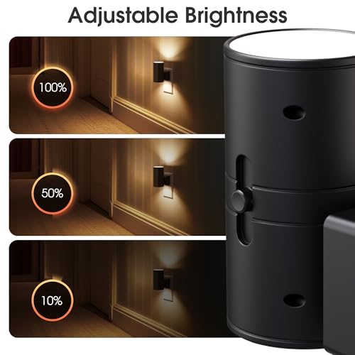 Dimmable plug-in night light, dusk-to-dawn sensor, 3000K, 2-pack