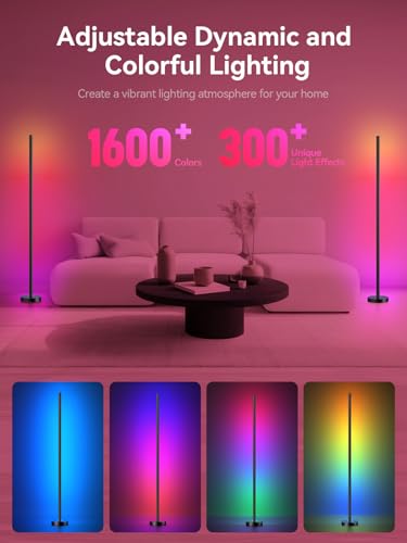Smart RGBICW corner floor lamp 2-pack with music sync and 16 million colors