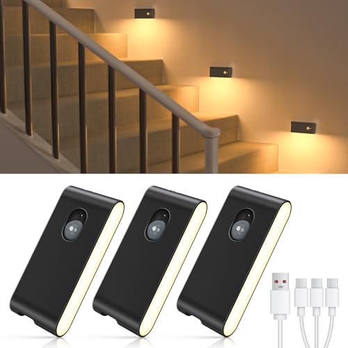 Rechargeable motion-sensor night light, stick-anywhere, 3-pack