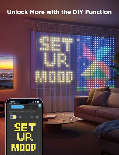 Smart RGBIC curtain string light, 1560 LEDs, IP65 waterproof