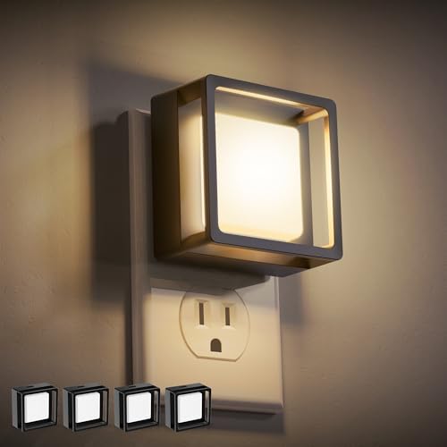 Dimmable plug-in LED night light with dusk-to-dawn sensor, 4-pack