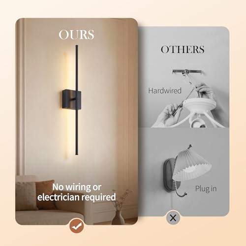 Rechargeable wireless wall sconces, set of 2, home decor