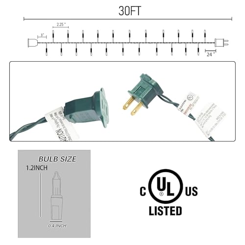 30 ft multicolor mini string lights, 150 incandescent bulbs, UL listed