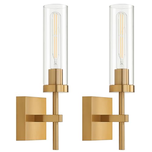 Battery operated gold wall sconce set with remote for home decor