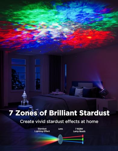 7-zone nebula star projector night light with white noise