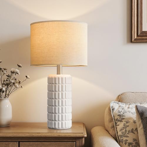 Set of 2 farmhouse ceramic table lamps for bedside decor