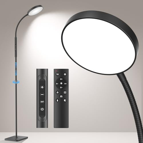 Adjustable Height LED Floor Lamp with Gooseneck Design for Reading & Craft