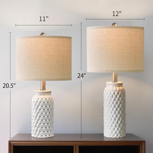 Set of 2 modern ceramic bedside table lamps for bedroom and living room