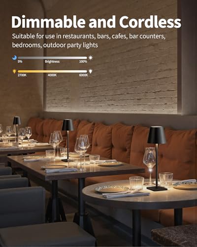 2-pack cordless LED table lamps with 3-color stepless dimming