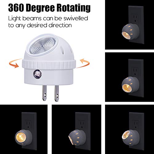 Plug-in LED night light with rotating dusk-to-dawn sensor, 6-pack