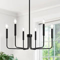 6-light black farmhouse chandelier for dining room decor, no assembly required