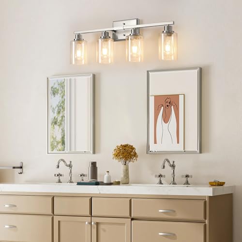 4-light brushed nickel vanity wall sconce for bathroom mirror decor
