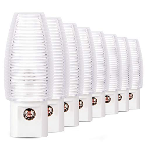 Warm white plug-in night light with dusk-to-dawn sensor, 8-pack
