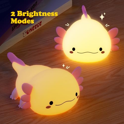 Rechargeable axolotl night light for kids, silicone bedside lamp