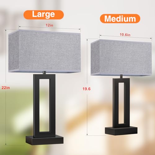 22-inch touch control bedside table lamp set of 2 with USB charging