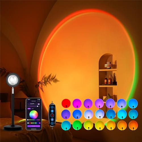 Sunset projection night light with 21 colors and app control