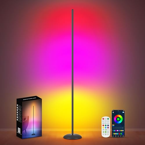 Smart RGB corner floor lamp with 16 million colors, music sync and scene modes