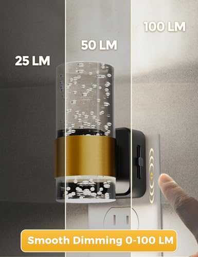 Plug-in LED night light with adjustable brightness and auto sensor, 2-pack